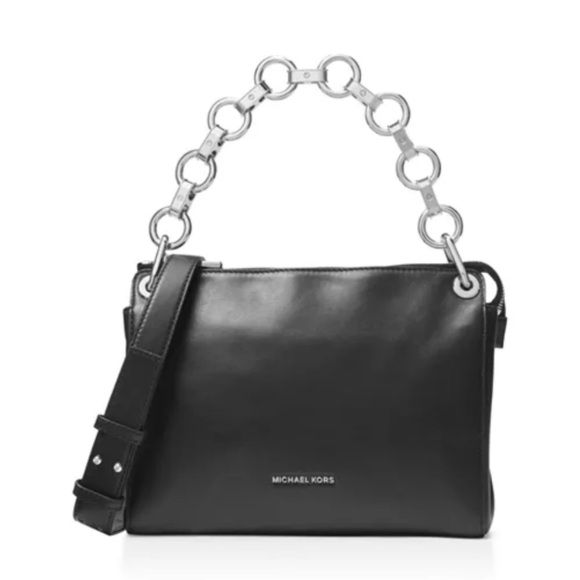 Michael Kors Gianna Convertible Medium Leather Messenger Crossbody Bag Black - Picture 15 of 16